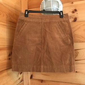 BROWN CORDUROY LOFT MINI PENCIL SKIRT
